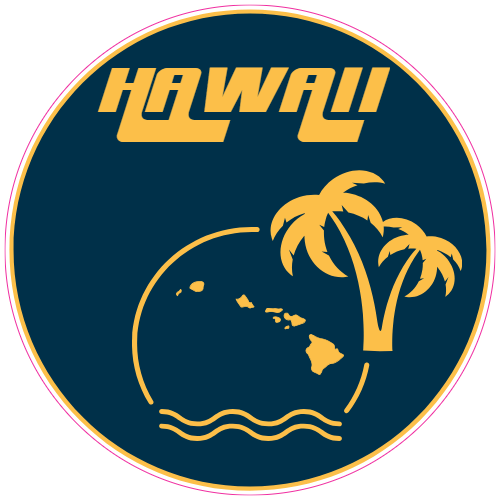 Sun Circle Logo - Hawaii Palm Tree Sun Circle Sticker – U.S. Custom Stickers