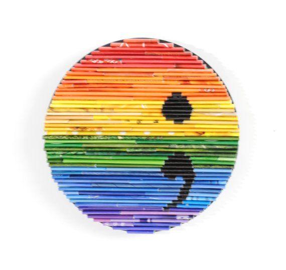 Rainbow Orange Red Circle Logo - SEMICOLON rainbow round wall art made from recycled | Etsy