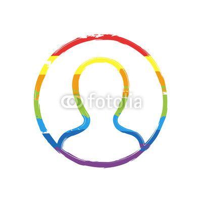 Rainbow Orange Red Circle Logo - Profile, person in circle. Drawing sign with LGBT style, seven