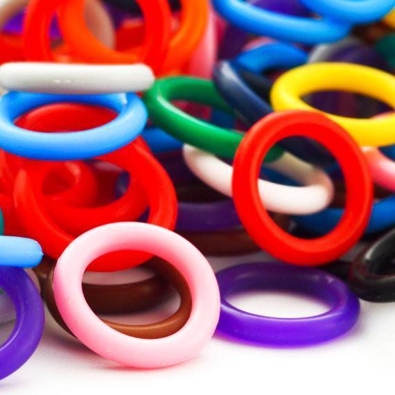 Rainbow Orange Red Circle Logo - 15mm OD Silicone Jump Rings Pick Color, White