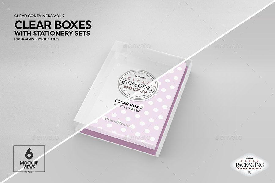 Clear Views Logo - Clear Box with Stationery Set Packaging Mockup #Stationery, #Box ...