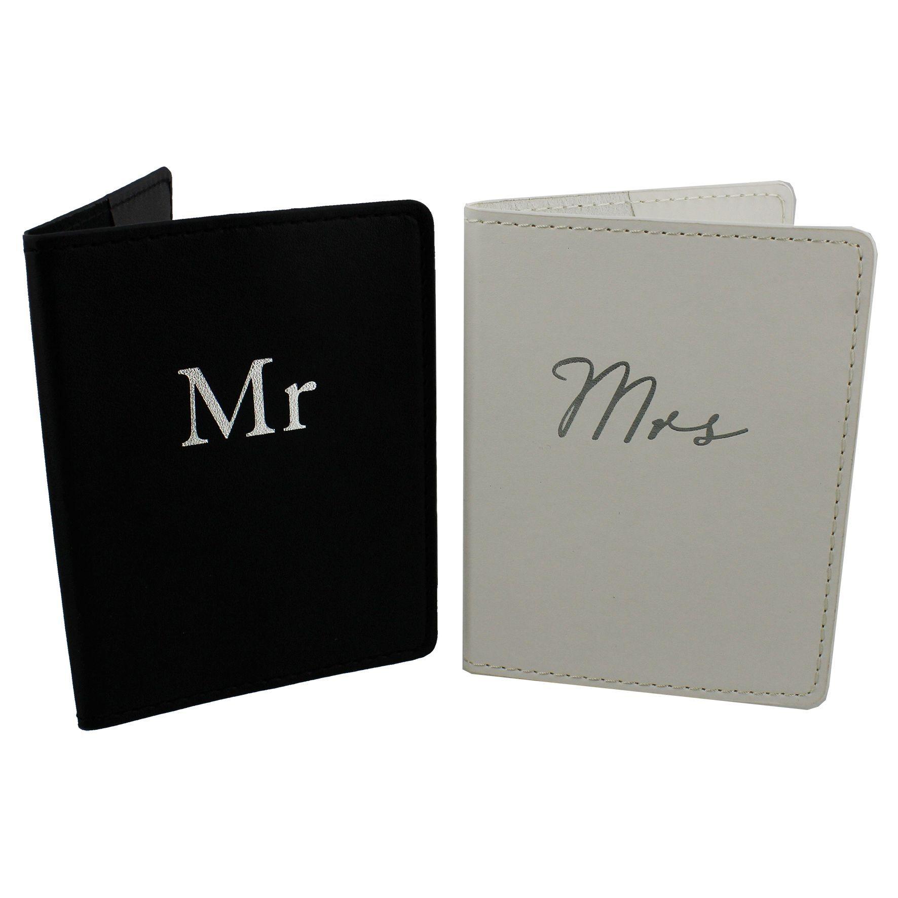Black and White P Logo - Amore Set of 2 Passport Holders Black & White - 'Mr & Mrs'