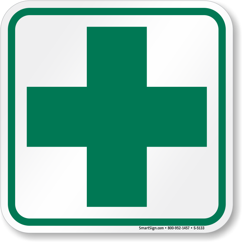 Green Medical Cross Logo - Green Cross First Aid Symbol Sign Dispensaries, SKU: S 5133