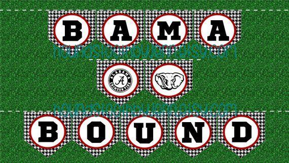 Black and White Bama Alabama Logo - University Of Alabama BAMA BOUND Printable Banner! Black White Houndstooth With Crimson Trim, One Click To Print!