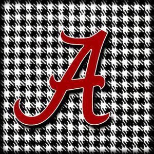 Black and White Bama Alabama Logo - Alabama with Black and White Checkered Background on Travertine Coaster