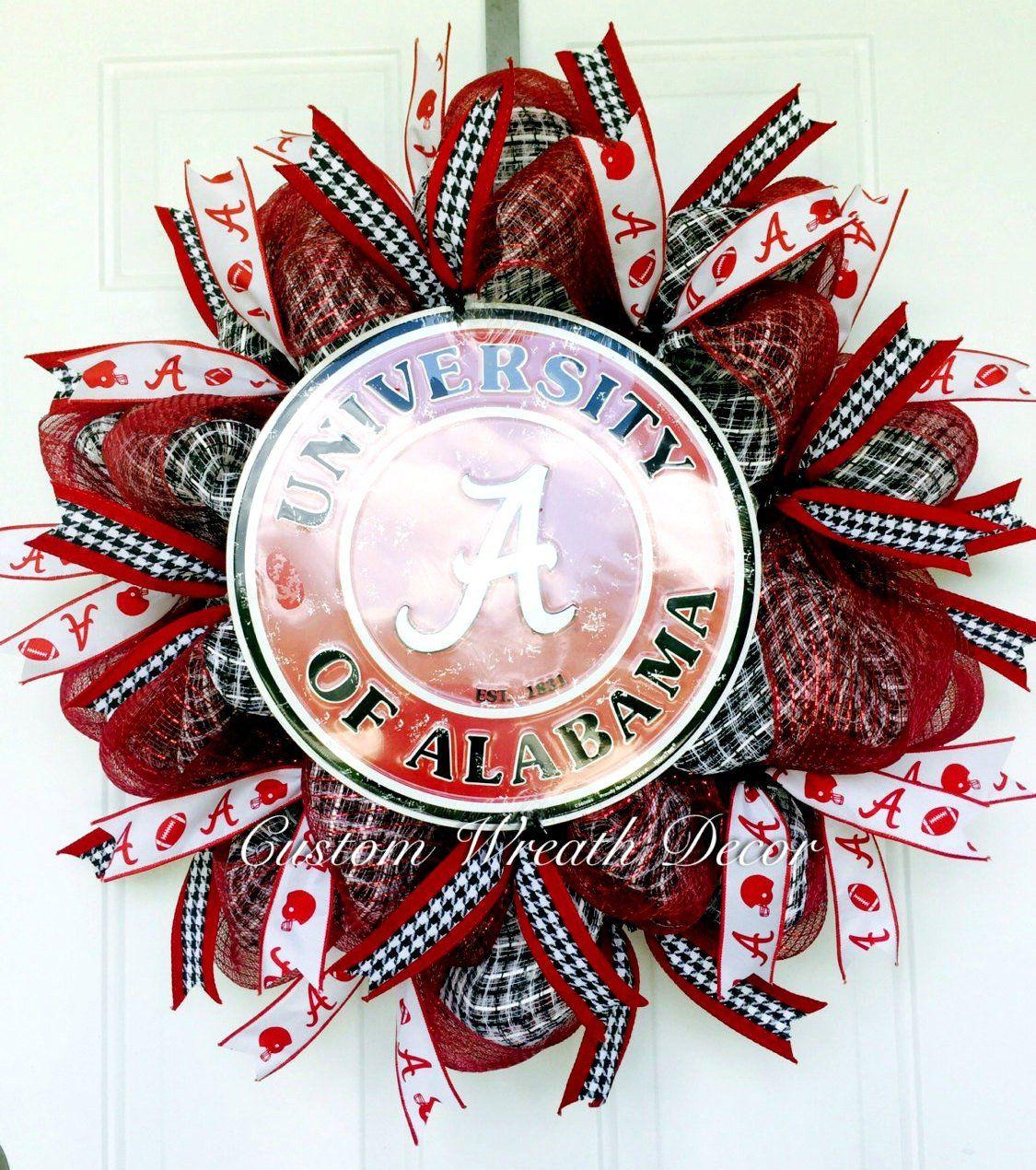 Black and White Bama Alabama Logo - Alabama Wreath, Crimson Tide Wreath, Alabama Football Wreath ...