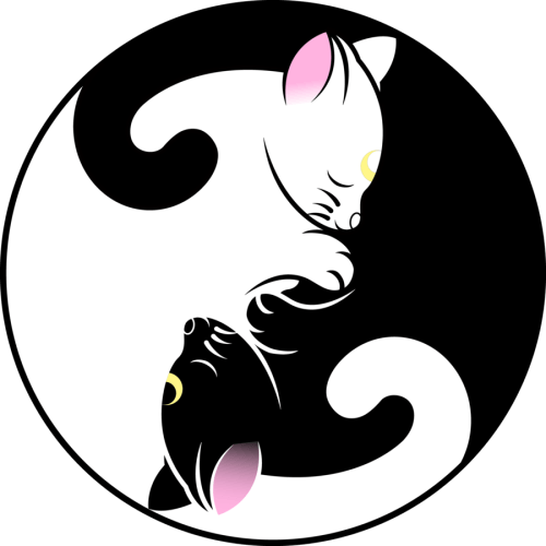 Sailor Moon Black and White Logo - cat Black and White cats Luna sailor moon yin and yang artimus