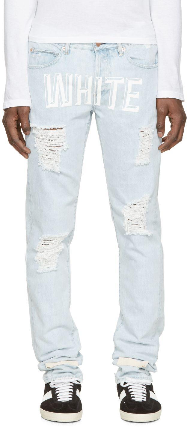 Light Blue and White Logo - Off-White c/o Virgil Abloh Light Blue Logo Jeans in Blue for Men - Lyst