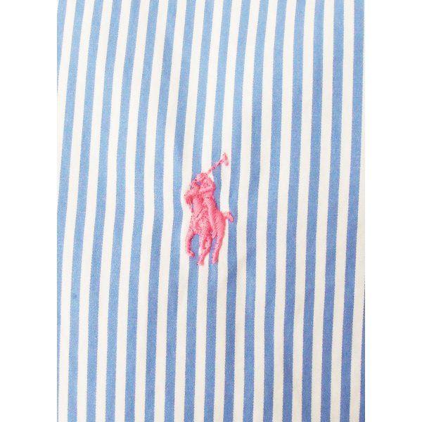 Light Blue and White Logo - Ralph Lauren Shirt | Polo | Stripe | Custom Fit | Light Blue White