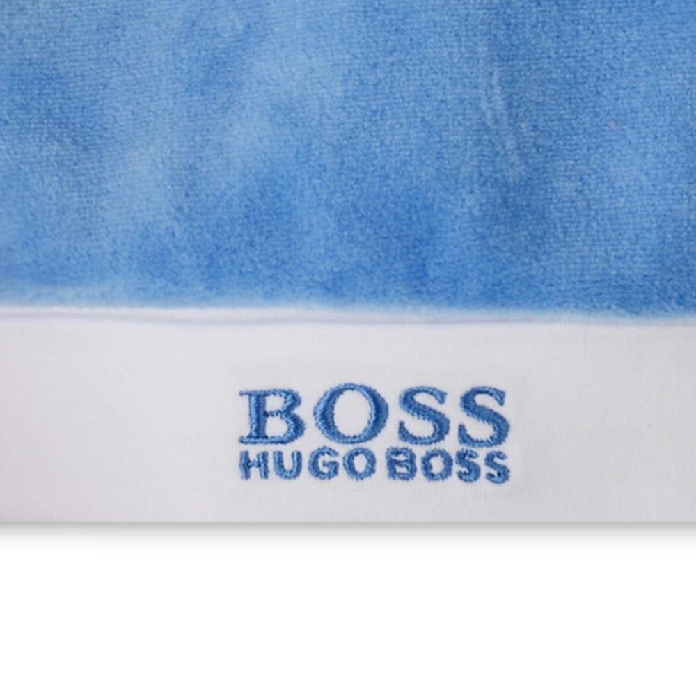 Light Blue and White Logo - BOSS Baby Baby Boys Blue Velvet Hat with Logo | Chocolate Clothing