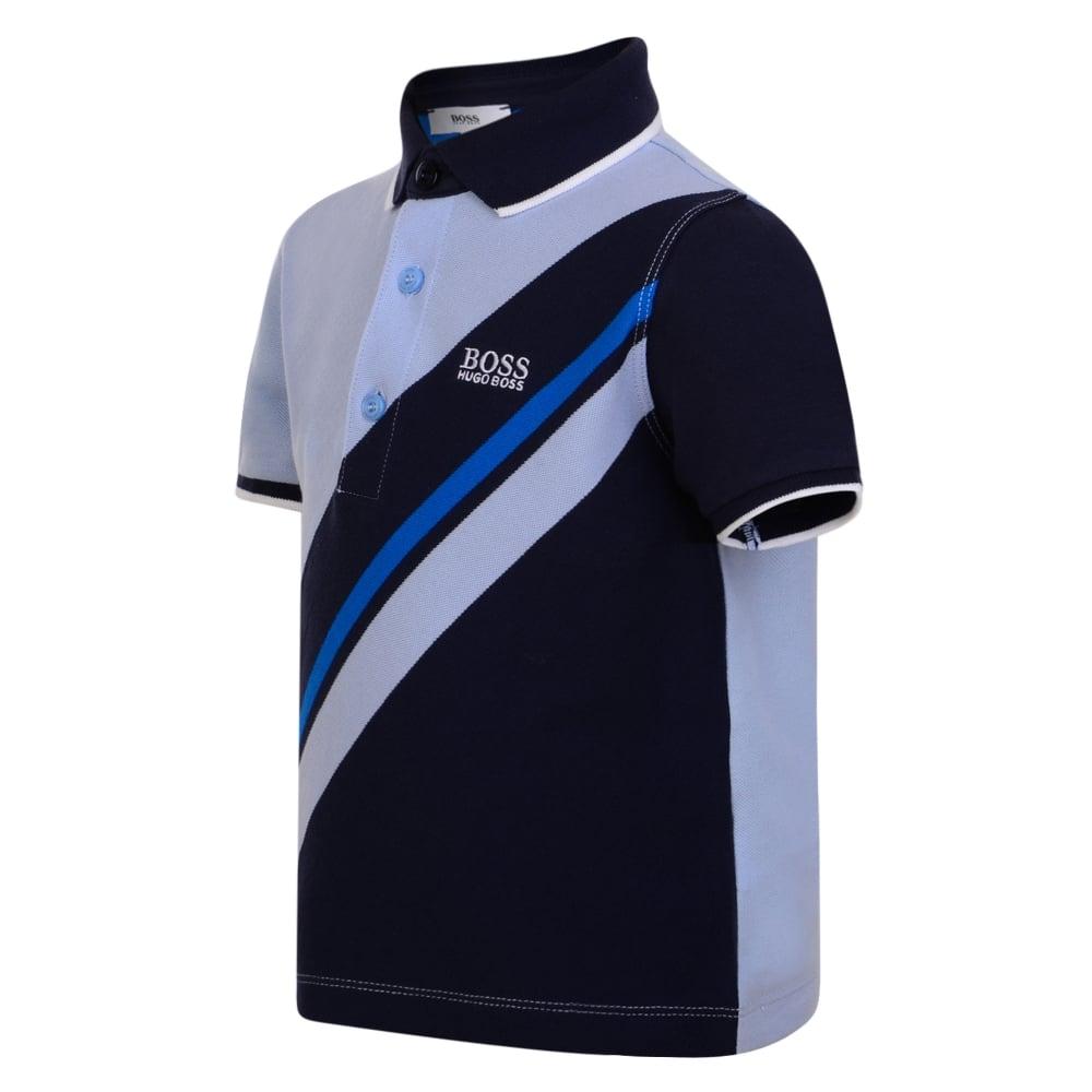 Light Blue and White Logo - BOSS Kids Baby Boys Light Blue and Navy Polo Shirt with White Logo ...