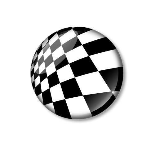 Black and White P Logo - Black and White Checked 25mm Pin Backed Button Badge