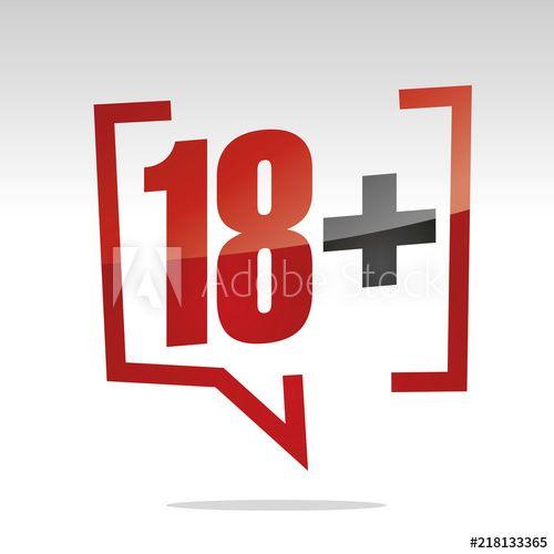 Red White Plus Sign Logo - Eighteen 18 plus sign in brackets speech red white isolated sticker