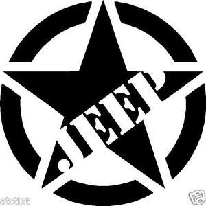 Jeep Star Logo - Large JEEP Military Star Custom Window Decal Sticker Wrangler tj jk