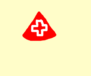 Red White Plus Sign Logo - red cone with white plus sign - drawing by [deleted]