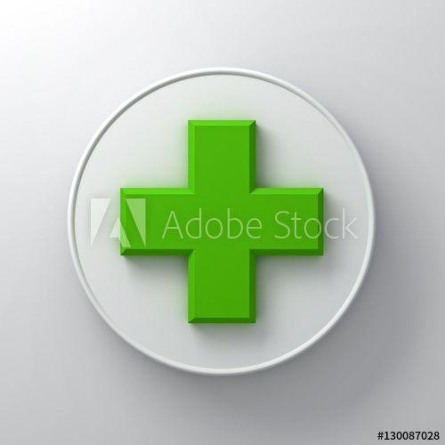 Red White Plus Sign Logo - Green plus sign abstract on round signboard over white wall ...