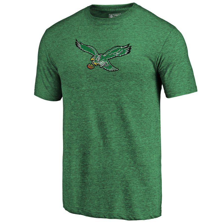 Kelly Green Eagles Logo - Men's Philadelphia Eagles NFL Pro Line By Fanatics Branded Heathered Kelly Green Throwback Logo Tri Blend T Shirt