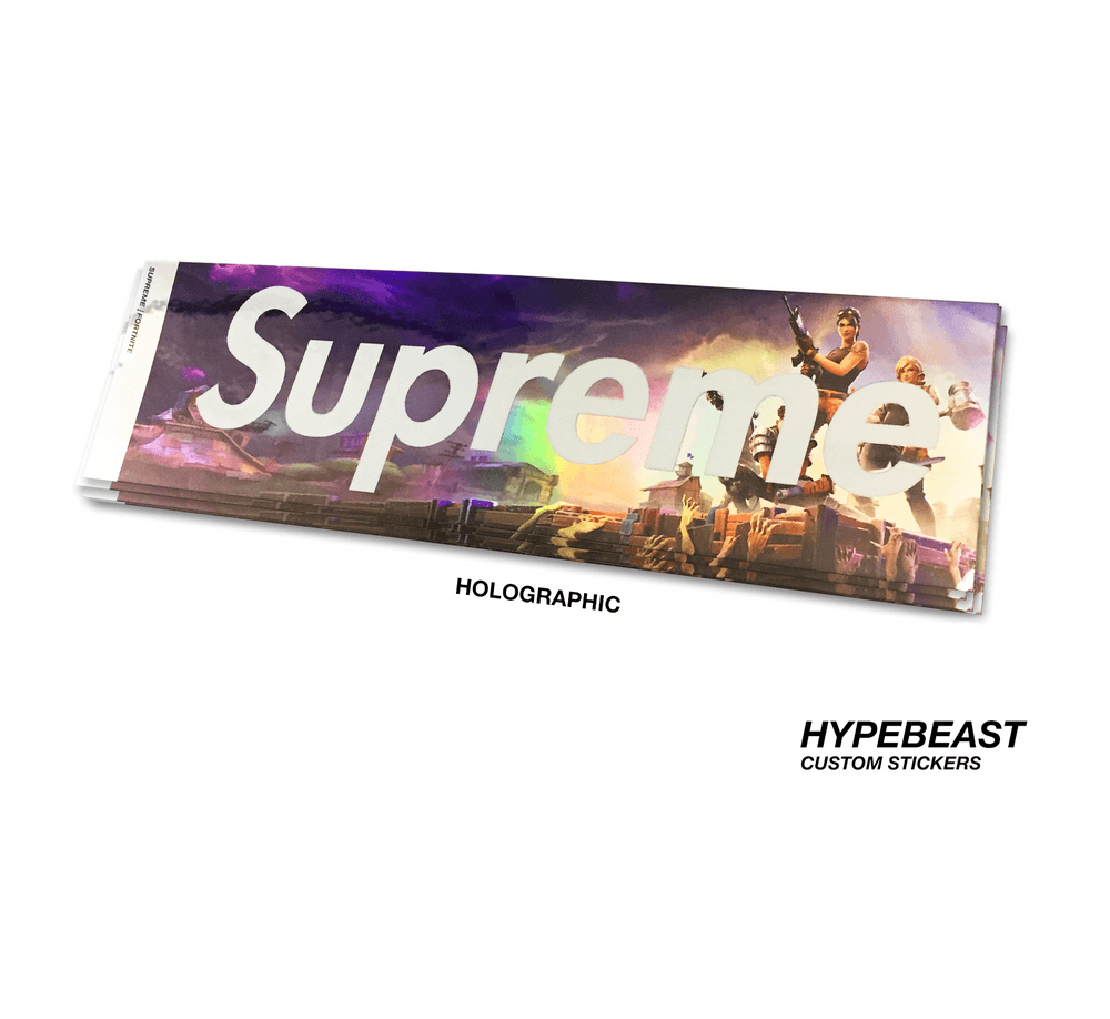 Supreme Fortnite Logo - Custom Fortnite x Supreme Holographic Stickers | Hypebeast Sticker