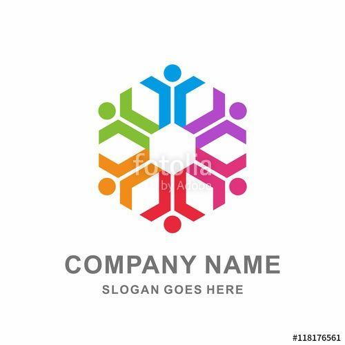 Geometric Hexagon Logo - Circle People Community Social Relationship Colorful Geometric