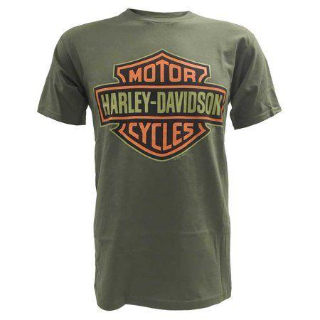 Green and Orange Shield Logo - Harley-davidson - Men's T-Shirt, Bar & Shield Short Sleeve Tee ...