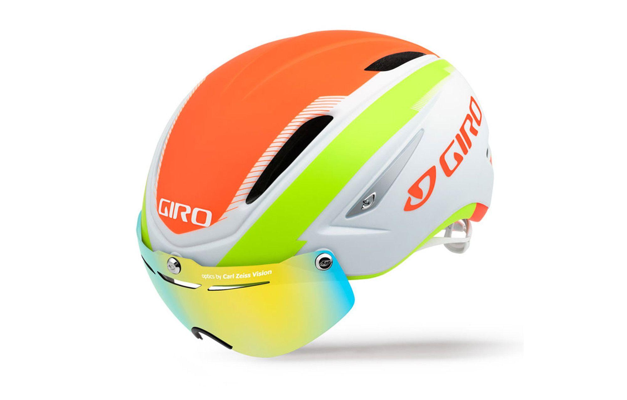 Green and Orange Shield Logo - GIRO Helmet AIR ATTACK SHIELD white green orange | Alltricks.com
