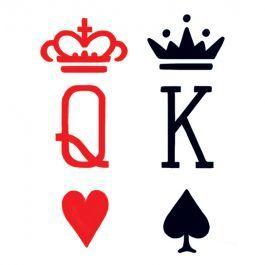 Queen Card Logo - King & Queen Card Suit Temporary Tattoos