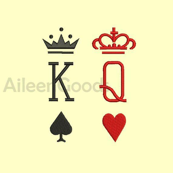 Queen Card Logo - SET King & Queen Card Suit Embroidery designs 7 Size INSTANT | Etsy