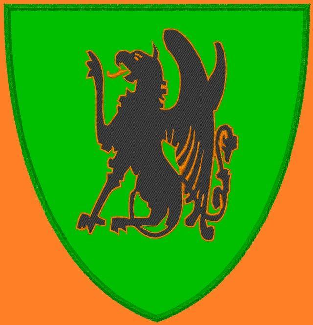 Green and Orange Shield Logo - Kid size orange cape, green shield, with a black Griffon, with ...