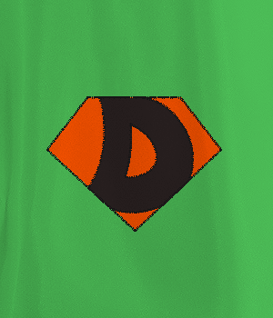Green and Orange Shield Logo - kelly-green Hero Cape with orange shield and black D - Custom Adult ...