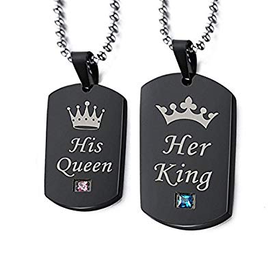 Queen Card Logo - Buy GirlZ! Stainless Steel Her King His Queen Card Laser Engraving
