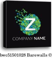 Blue Square with Yellow Z Logo - Canvas Print of Realistic Letter L logo with blue, green, yellow