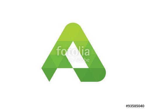Sideways Green Triangle Logo - A Letter Green Triangle Leaves Geometric Logo Stock image