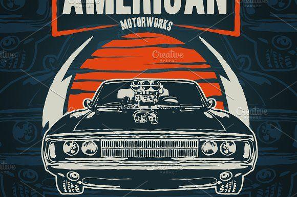 American Muscle Car Logo - American Muscle Car ~ Illustrations ~ Creative Market