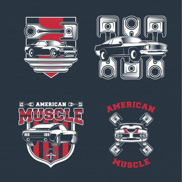 American Muscle Car Logo - Vintage american muscle car silhouette Vector