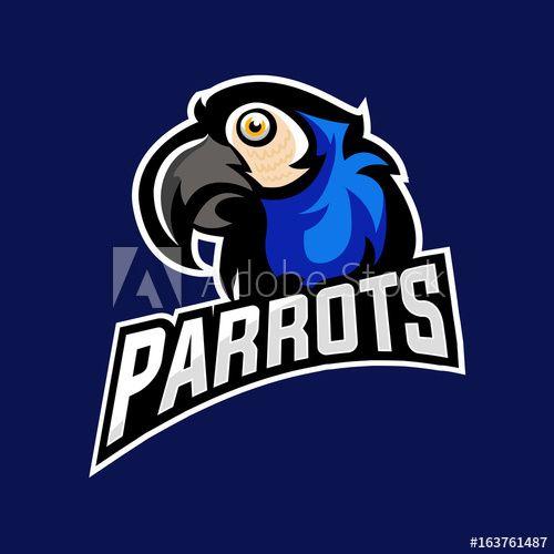 Bird Mascot Logo - Awesome bird blue fur parrots logo head, mascot logo team or print ...