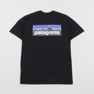 Black Patagonia Logo - Patagonia P-6 Logo Recycled Men's Responsibili-Tee Short Sleeved t ...