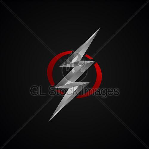 Silver Lightning Bolt Car Logo - Red Silver Lightning Bolt Thunder Sign · GL Stock Image