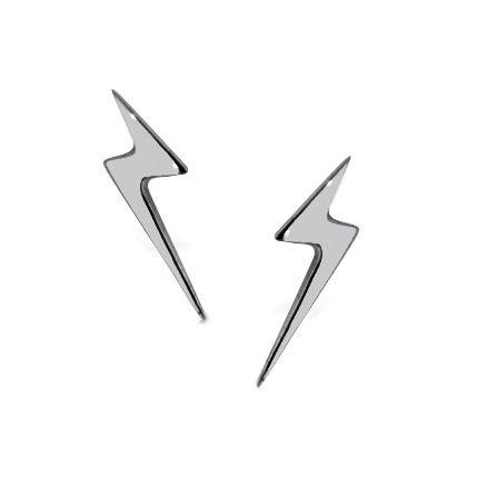 Silver Lightning Bolt Car Logo - Lightning Bolt Stud Earrings