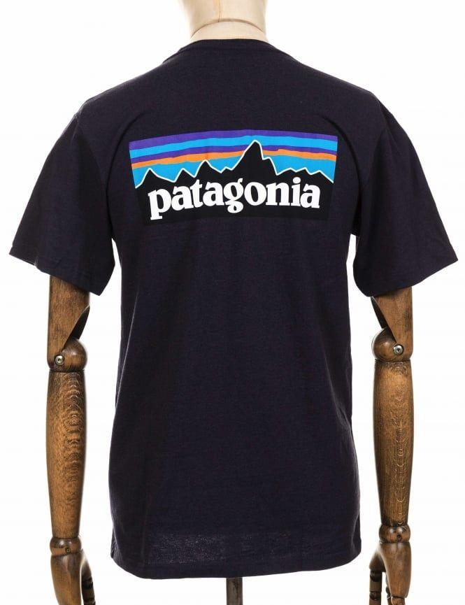 Black Patagonia Logo - Patagonia S/S P-6 Logo Responsibili Tee - Black - Patagonia from ...