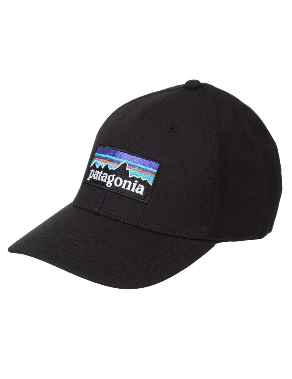 Black Patagonia Logo - Patagonia P-6 Logo Stretch Fit Hat - Black - Accessories from Fat ...