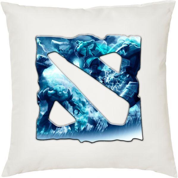Blue White Square Logo - 40cm White Square cushion with Blue Dota 2 logo