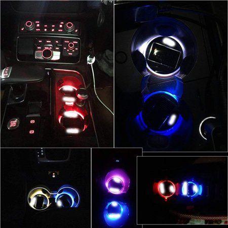 Energy Car Logo - 2pcs Solar Energy Car Logo LED lights Cup Holder Pad Mat lamp Trim ...