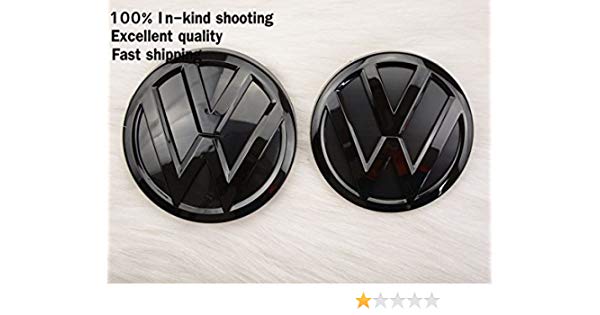 Black VW Logo - Glossy Black Set FRONT & REAR Emblem Logo VW Volkswagen Polo Vento ...