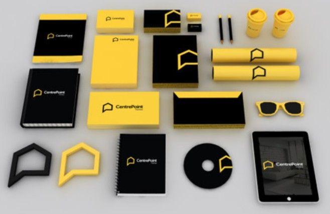 Black Yellow Brand Logo - Real Estate Corporate Branding & Merchandise. Blogging on Design