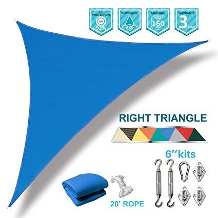 9 Blue Triangle Logo - Amazon.com : Coarbor 9'x14'x16.6' Right Triangle Sun Shade Sail ...