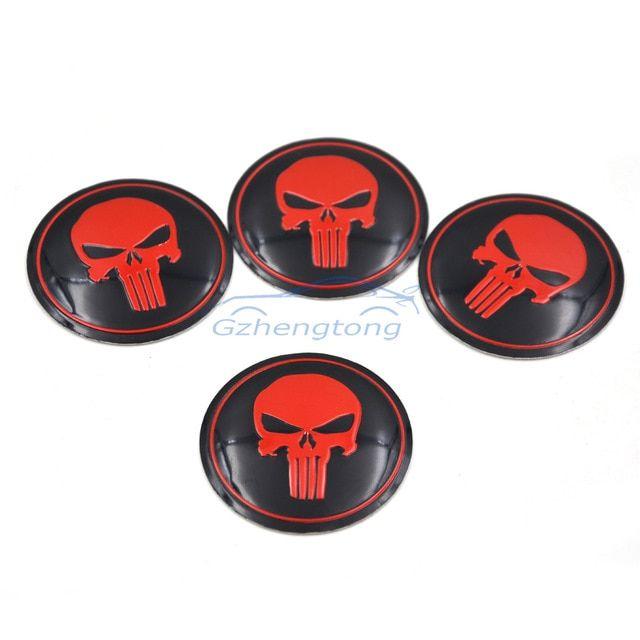 Circle Red Center Logo - 56mm Red Punisher Logo Car Modified Sticker Wheel Center Hub Sticker ...