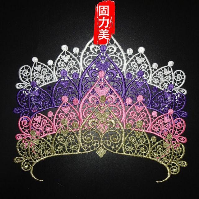 Red and Yellow Crown Logo - 2pcs gold back grown red pink green blue yellow crown Lace flower