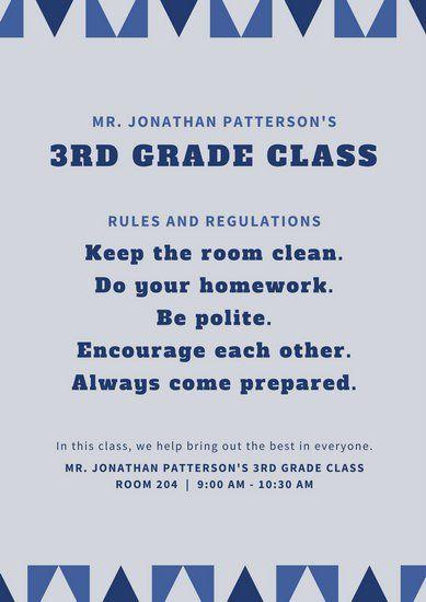 9 Blue Triangle Logo - Blue Triangle Border Classroom Expectation Poster - Templates by Canva