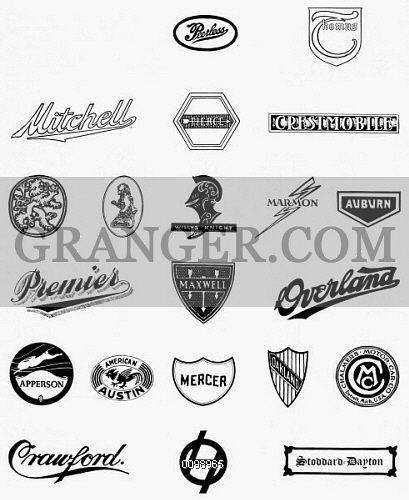 Early Automobile Logo - Image of LOGOS: AUTO COMPANIES. - Various Logos Of Early American ...