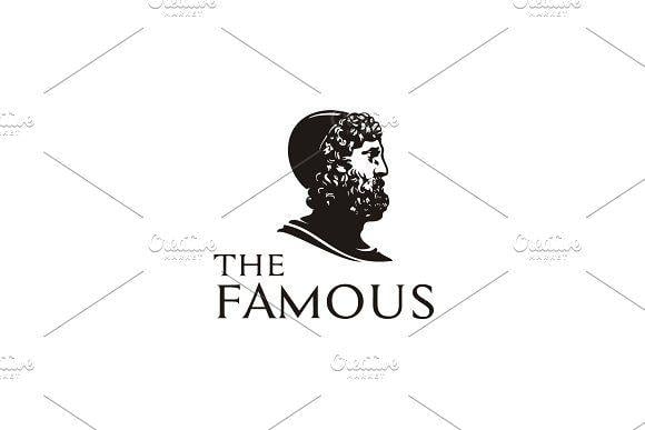 Black and White Famous PS Logo - Philosopher head illustration logo Logo Templates Creative Market